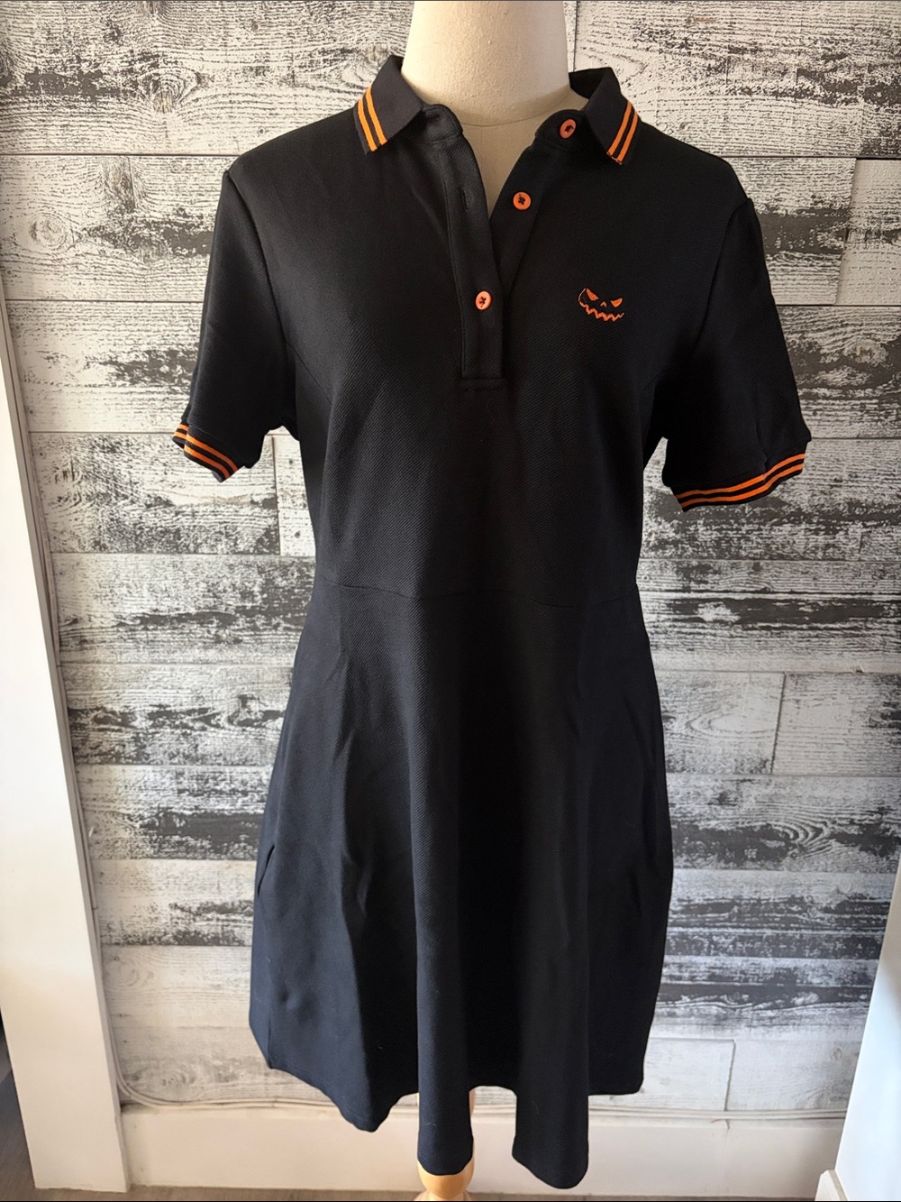NWT Sourpuss Black Polo Dress with Orange Trim